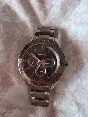 Brown Metal Fossil Watch
